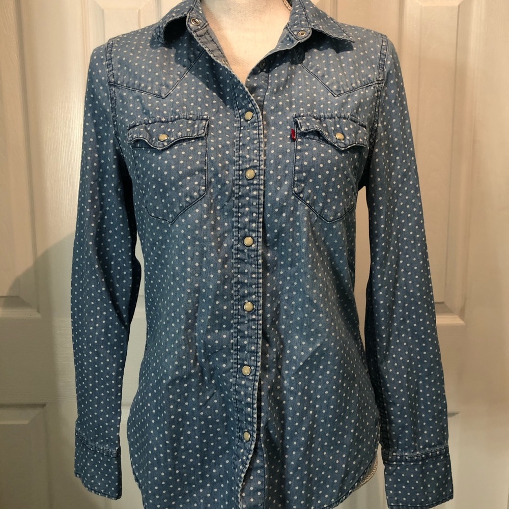 Polka Dot Chambray Button Down - image 1